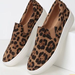 Cheetah Suede Slip On Sneakers